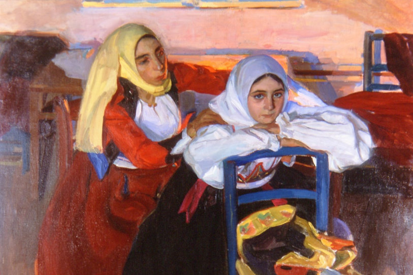 “Women of Sardinia”, detail, painting by Antonio Ortiz Echagüe (1883-1942). from Sardegna DL