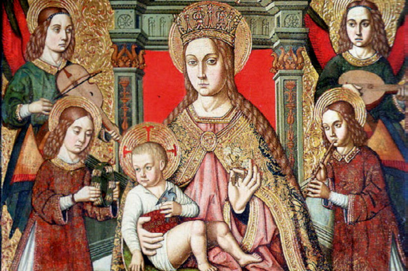 Castelsardo, cathedral of Sant'Antonio Abate. Master of Castelsardo XV-XVI. Virgin and Child Enthroned, (detail)