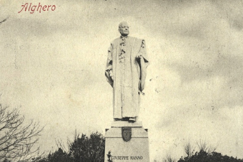 Statue of Giuseppe Manno, postcard in the Colombini collection, from Sardegna Digital Library