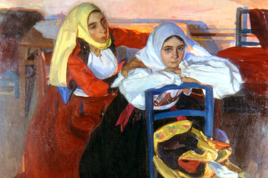 Obra pictórica de 'Antonio Ortiz Echague', niñas disfrazadas. Fotos de Comune di Atzara, Sardegna DL