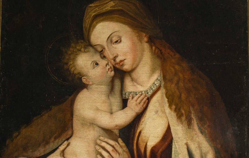 Cagliari, Pinacoteca Nazionale, Madonna col Bambino 1550 ca., particolare (ignoto artista aragonese), “MiC – Museo Archeologico Nazionale di Cagliari”
