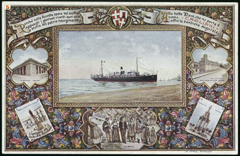 Veduta di Cagliari, stampa in mezzatinta, 1907. ISRE, Collezione Pio Colombini. Da Sardegna Digital Library.